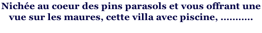 Nichée au coeur des pins parasols et vous offrant une  vue sur les maures, cette villa avec piscine, .……….